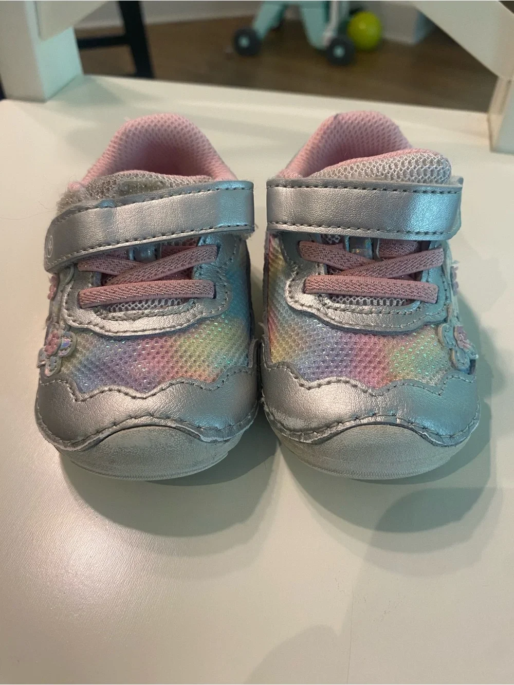 Stride Rite Toddler Sneakers with Pastel Rainbow Accents